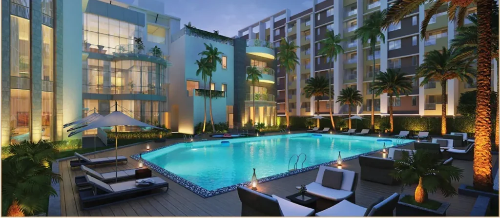 Purva Windermere Apartment Swimming Pool View apartments by Puravankara Group located at Pallikaranai, Medavakkam, near Velachery, Chennai Tamil Nadu.