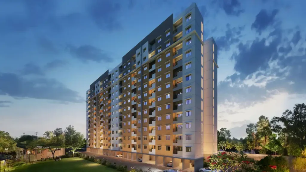 Purva Windermere Apartment side view elevation by Puravankara Group located at Pallikaranai, Medavakkam, near Velachery, Chennai Tamil Nadu.